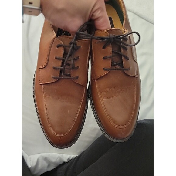 Barrington Mens 8 Shoes Brown Leather Split Toe Oxford Lace Up 8D Allen Edwards - Picture 14 of 16